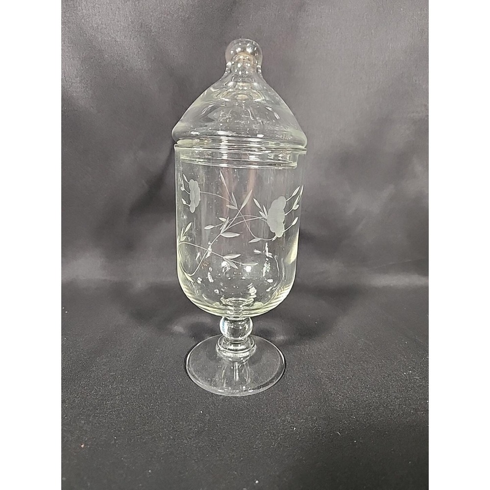 Princess House Heritage Crystal Footed Candy Apothecary Jar w/ Lid‎ Vintage 80s